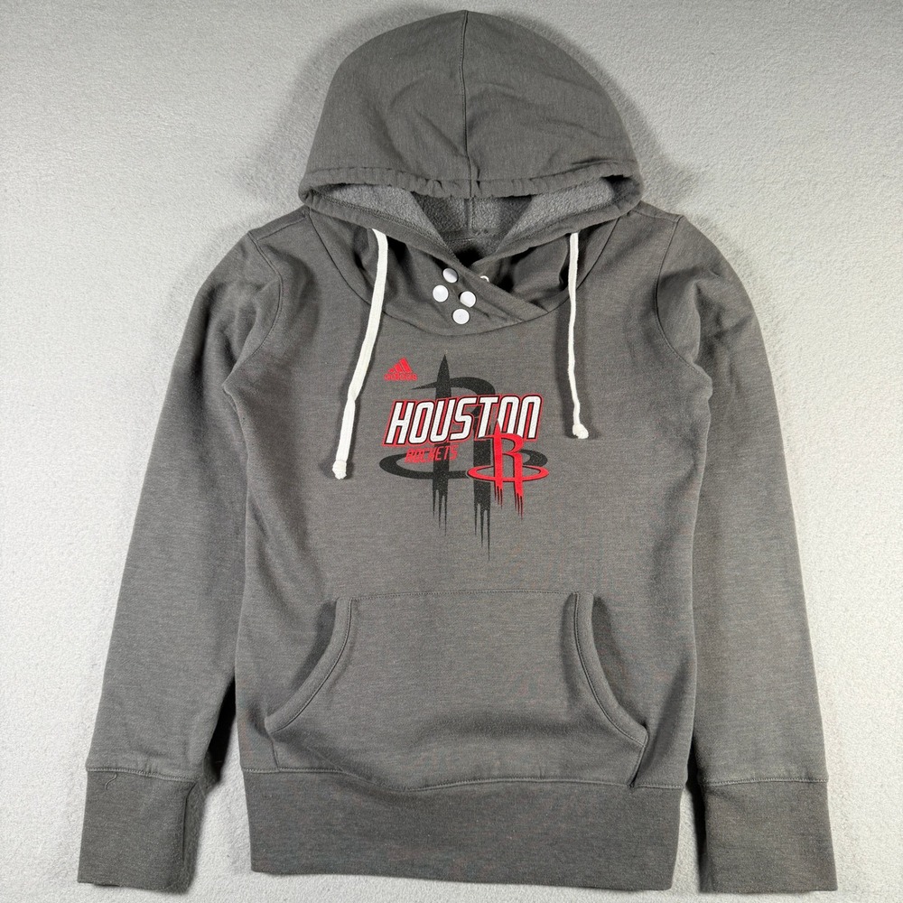 Adidas Houston Rockets Womens Gray Snap Neck Pullover Hoodie NBA B825W Small